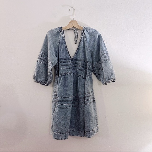 Free People Sweet Surrender Denim Mini Dress Cotton - Picture 2 of 7